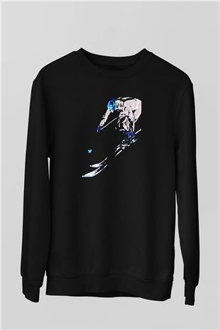 Kayak - Ski Baskılı Unisex Siyah Sweatshirt