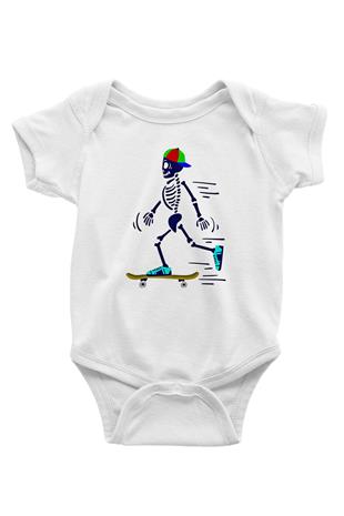 Kaykay Baskılı Beyaz Bebek Body - Zıbın