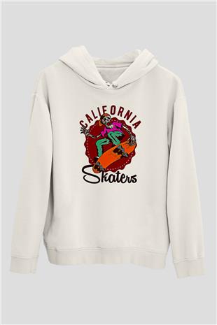 Kaykay Baskılı Unisex Ekru Hoodie