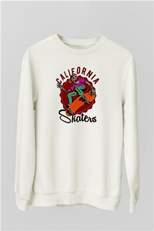 Kaykay Baskılı Unisex Ekru Sweatshirt