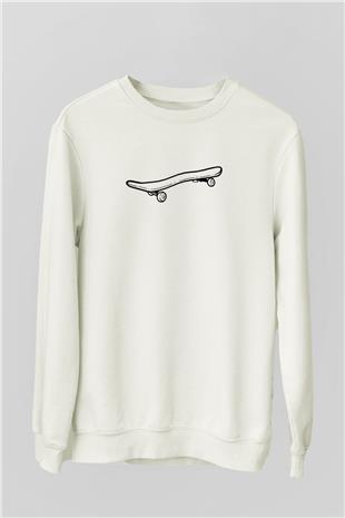 Kaykay Baskılı Unisex Ekru Sweatshirt