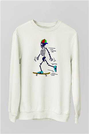 Kaykay Baskılı Unisex Ekru Sweatshirt