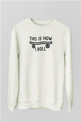 Kaykay Baskılı Unisex Ekru Sweatshirt