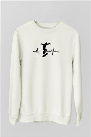 Kaykay Baskılı Unisex Ekru Sweatshirt