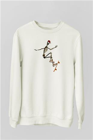 Kaykay Baskılı Unisex Ekru Sweatshirt