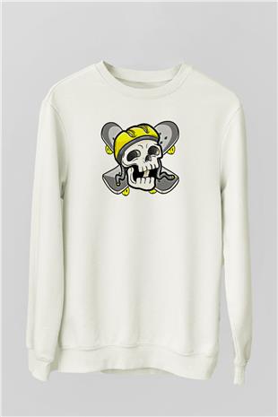 Kaykay Baskılı Unisex Ekru Sweatshirt