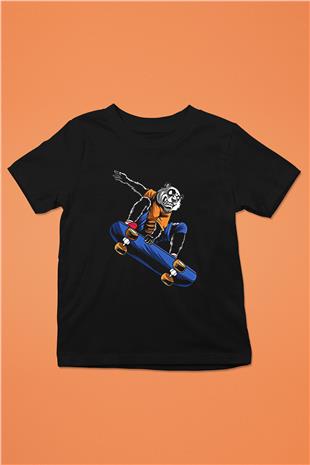 Kaykay - Skateboard Baskılı Unisex Siyah Çocuk Tİşörtü - Tshirt