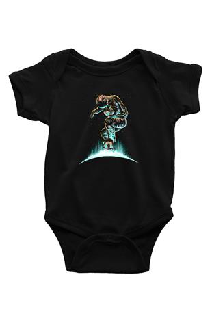 Kaykay - Skateboard Baskılı Unisex Siyah Bebek Body - Zıbın