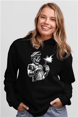 Kaynakçı İskeletSiyah  Unisex Hoodie