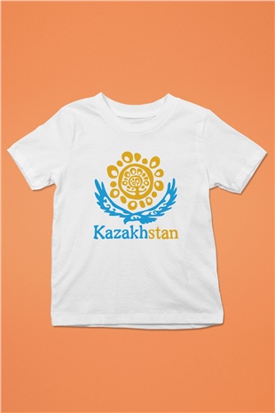 Kazakistan Baskılı Beyaz Unisex Çocuk Tişört