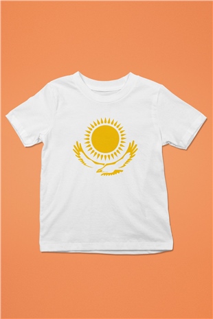 Kazakistan Baskılı Beyaz Unisex Çocuk Tişört