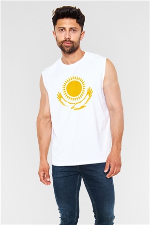 Kazakistan Beyaz Unisex Kolsuz Tişört