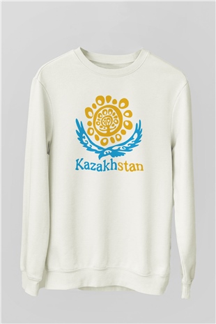 Kazakistan Beyaz Unisex Sweatshirt