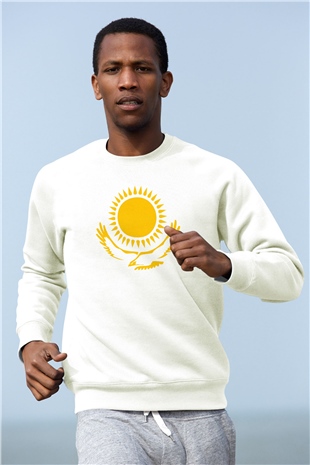 Kazakistan Beyaz Unisex Sweatshirt
