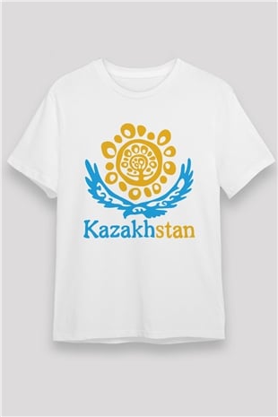 Kazakistan Beyaz Unisex Tişört T-Shirt - TişörtFabrikası