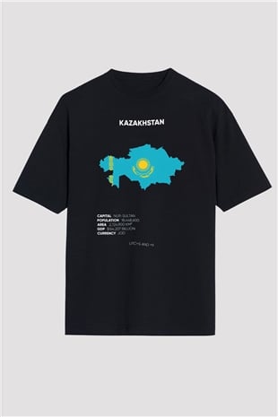 Kazakistan Siyah Oversize Tişört Oversize T-shirt - TişörtFabrikası