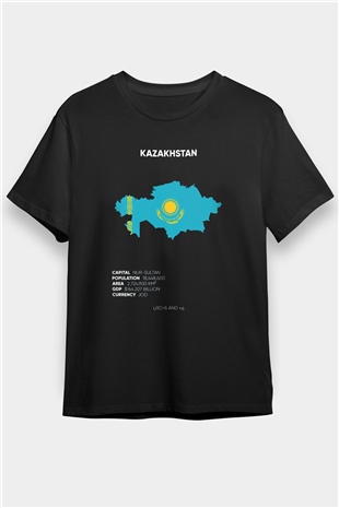 Kazakistan Siyah Unisex Tişört T-Shirt - TişörtFabrikası