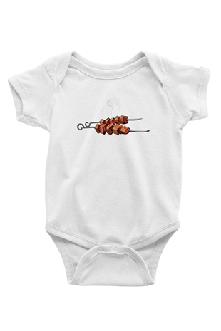 Kebapçı Baskılı Beyaz Unisex Bebek Body - Zıbın
