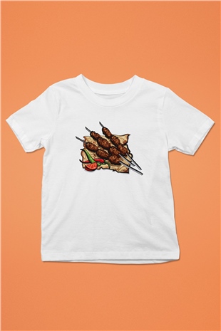 Kebapçı Baskılı Beyaz Unisex Çocuk Tişört