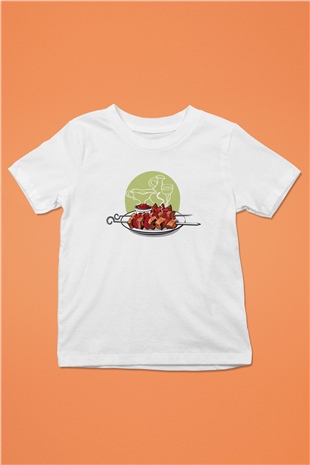 Kebapçı Baskılı Beyaz Unisex Çocuk Tişört