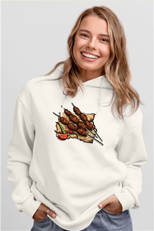 Kebapçı Beyaz Unisex Hoodie