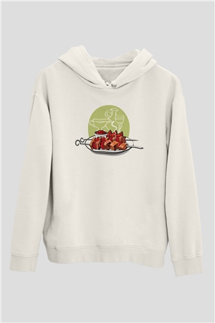 Kebapçı Beyaz Unisex Hoodie
