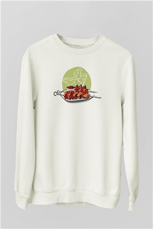 Kebapçı Beyaz Unisex Sweatshirt