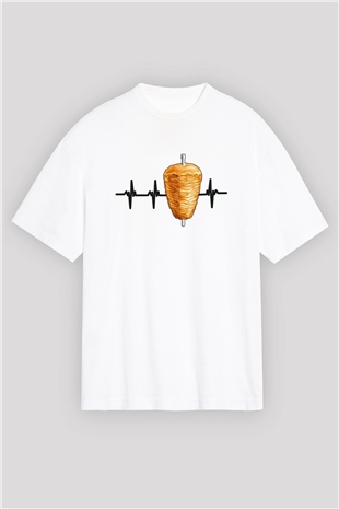 Kebapçı Beyaz Oversize Tişört Oversize T-shirt - TişörtFabrikası