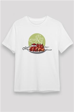 Kebapçı Beyaz Unisex Tişört T-Shirt - TişörtFabrikası