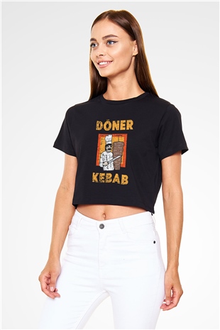 Kebapçı Siyah  Crop Top Tişört