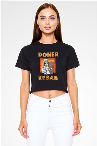 Kebapçı Siyah  Crop Top Tişört