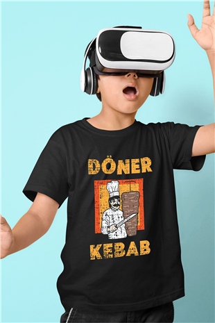 Kebapçı Siyah Unisex Çocuk Tişört