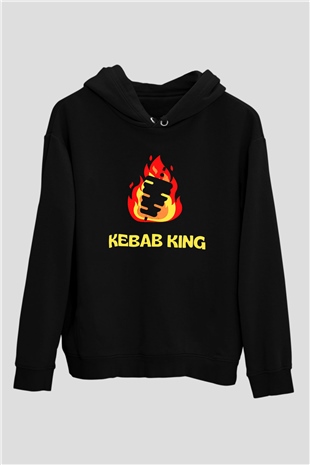 Kebapçı Siyah Unisex Kapüşonlu Sweatshirt