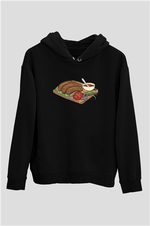 Kebapçı Siyah Unisex Kapüşonlu Sweatshirt