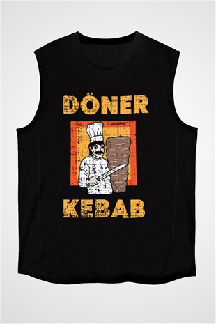 Kebapçı Siyah Unisex Kolsuz Tişört
