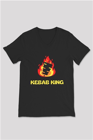 Kebapçı Siyah Unisex V Yaka Tişört