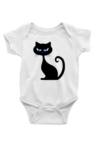 Kedi Baskılı Beyaz Unisex Bebek Body - Zıbın
