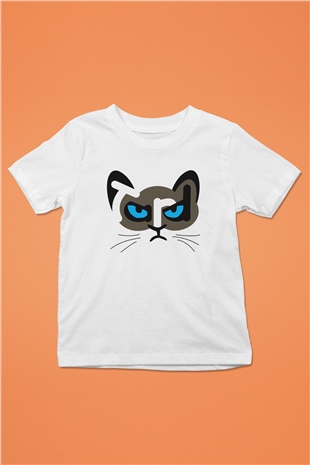 Kedi Baskılı Beyaz Unisex Çocuk Tişört
