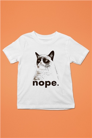 Kedi Baskılı Beyaz Unisex Çocuk Tişört
