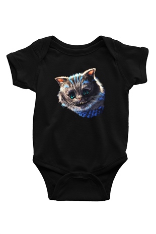 Kedi Baskılı Siyah Bebek Body - Zıbın