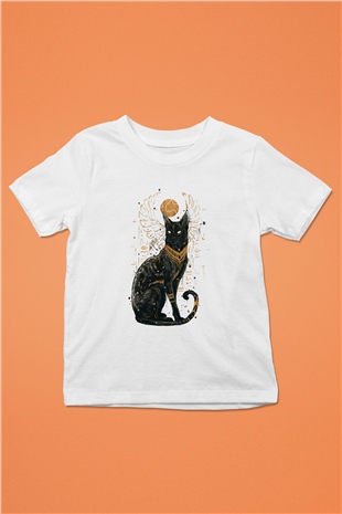 Kedi Beyaz Unisex Çocuk Tişört