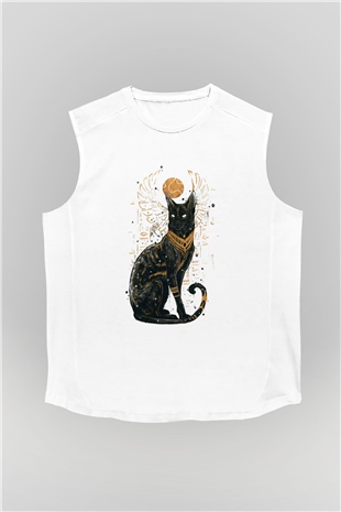 Kedi Beyaz Unisex Kolsuz Tişört