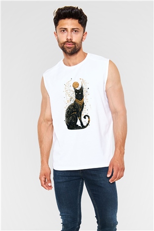 Kedi Beyaz Unisex Kolsuz Tişört