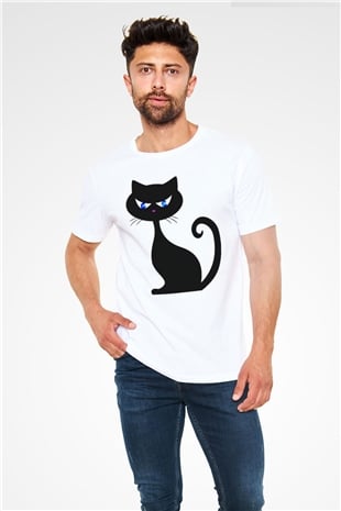Kedi Beyaz Unisex Tişört T-Shirt - TişörtFabrikası