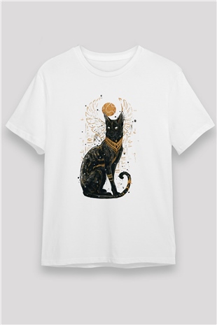 Kedi Beyaz Unisex Tişört T-Shirt - TişörtFabrikası