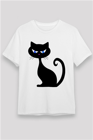 Kedi Beyaz Unisex Tişört T-Shirt - TişörtFabrikası