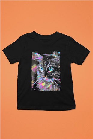 Kedi Siyah Unisex Çocuk Tişört