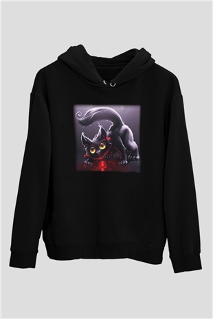 Kedi Siyah Unisex Hoodie