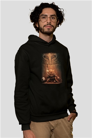 Kedi Siyah Unisex Hoodie