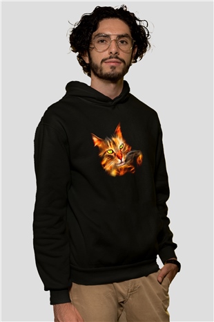 Kedi Siyah Unisex Hoodie